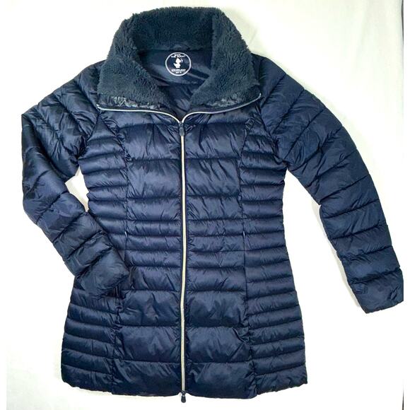SAVE THE DUCK Featherless Puffer Coat Animal Free Sz Med/Large Navy Blue - Picture 3 of 11